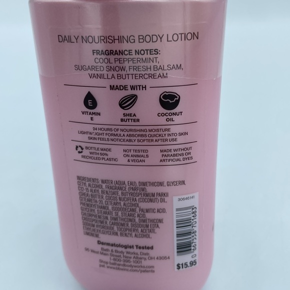NEW! BATH & BODY WORKS Daily Nourishing Body Cream Lotion TWISTED PEPPERMINT - Picture 4 of 6